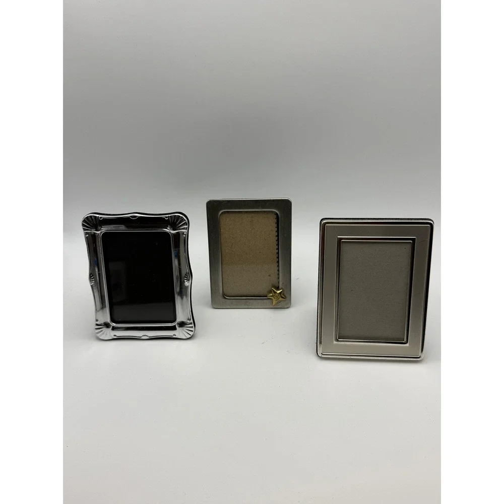 Vintage Silver Tone Miniature Picture Frame Set of 3 Ornate Star Modern Styles